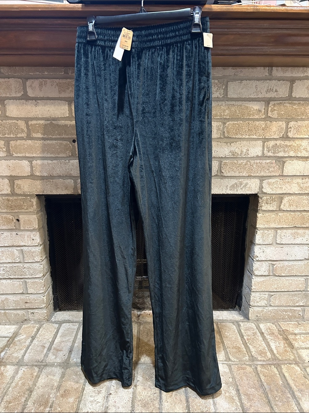 PINK Victoria's Secret Black Velvet Wide-Leg Pants